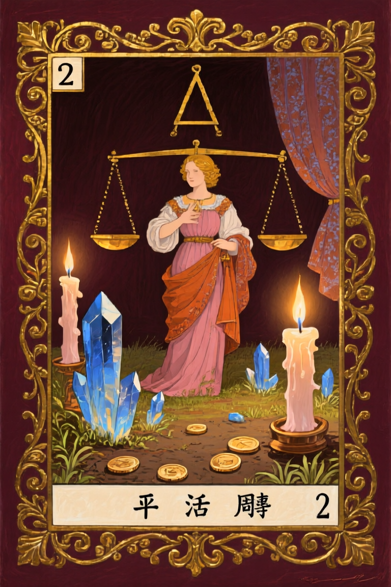 錢幣2 2 of Pentacles 塔羅牌