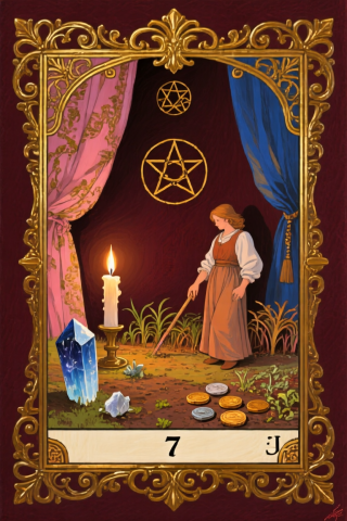 錢幣7 7 of Pentacles 塔羅牌